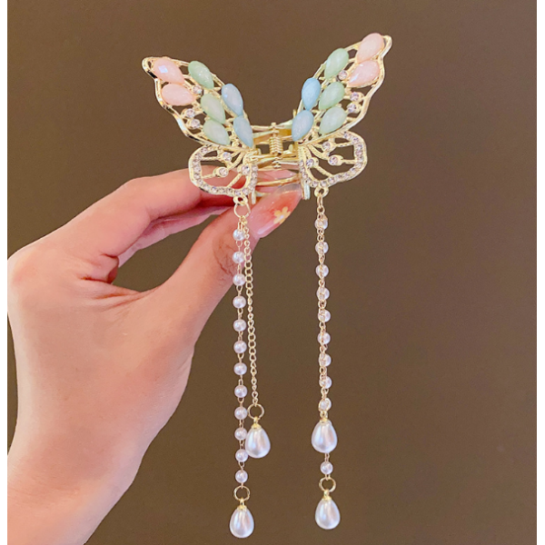 Затискач для волосся з перлами "Long Pearl", золото