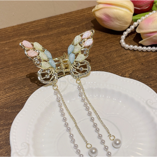 Затискач для волосся з перлами "Long Pearl", золото