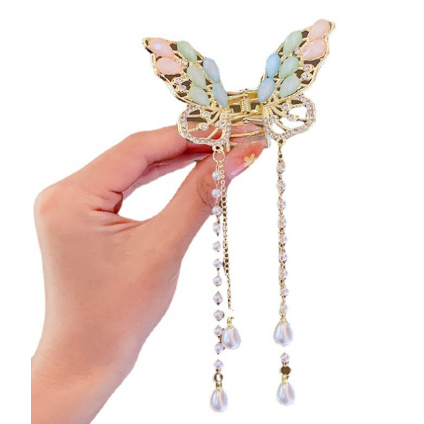 Затискач для волосся з перлами "Long Pearl", золото