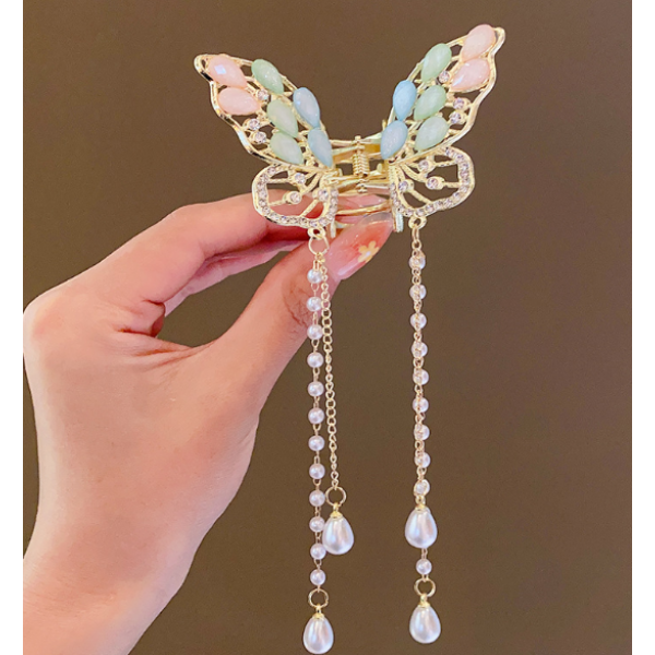 Затискач для волосся з перлами "Long Pearl", золото