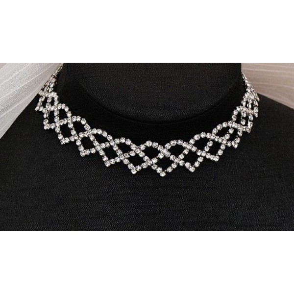 Набір: кольє зі стразами + сережки "Stylish Sparkle", срібло 