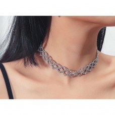 Набір: кольє зі стразами + сережки "Stylish Sparkle", срібло 