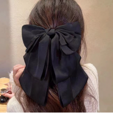 Бант чорний для волосся «Black», затискач для зачісок у формі великого банта