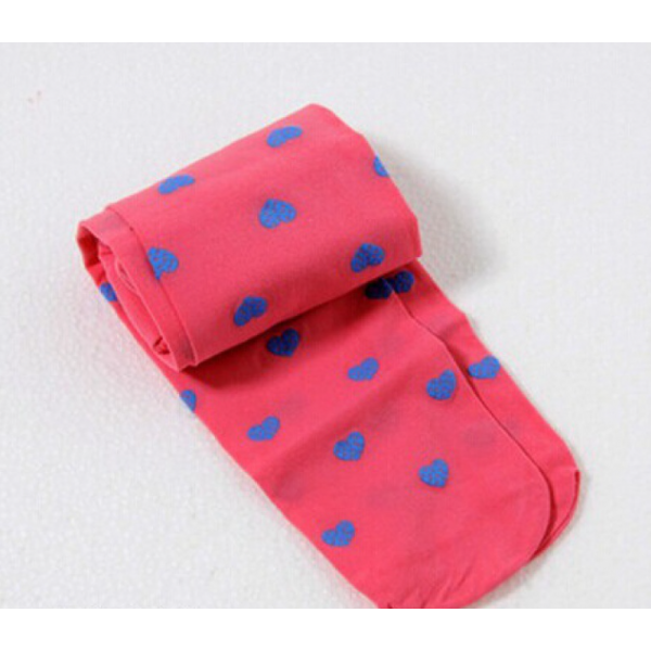 Колготки дитячі в сердечка, коралові, 100 den, на зріст 105-130 см