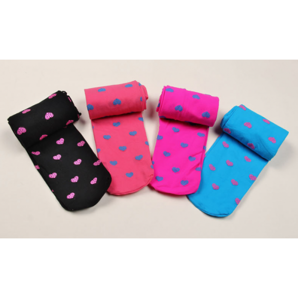 Колготки дитячі в сердечка, блакитні, 100 den, на зріст 105-130 см