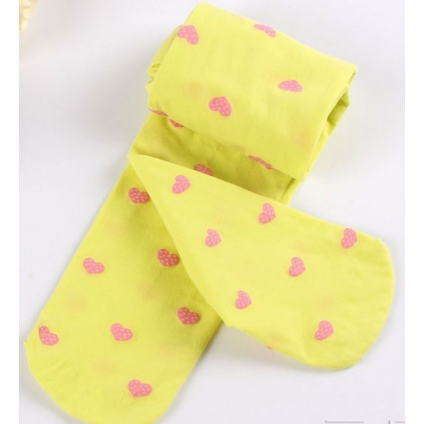 Колготки дитячі в сердечка, жовті, 100 den, на зріст 105-130 см