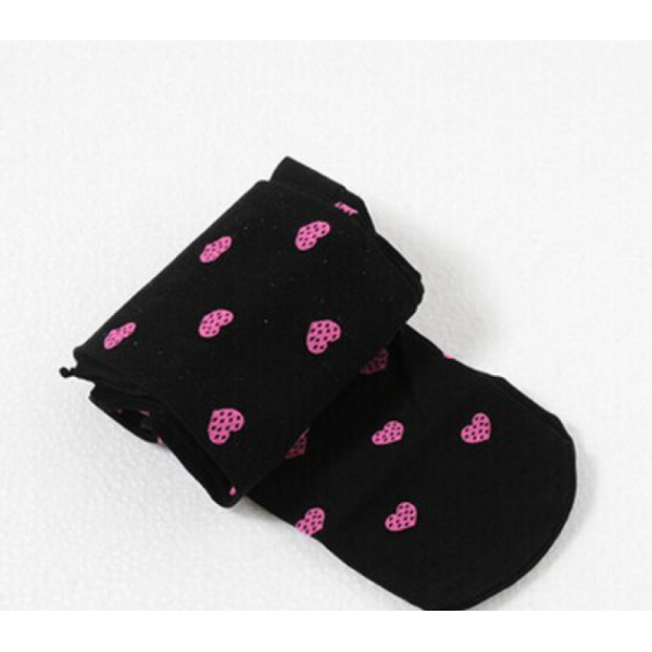 Колготки дитячі в сердечка, чорні, 100 den, на зріст 105-130 см