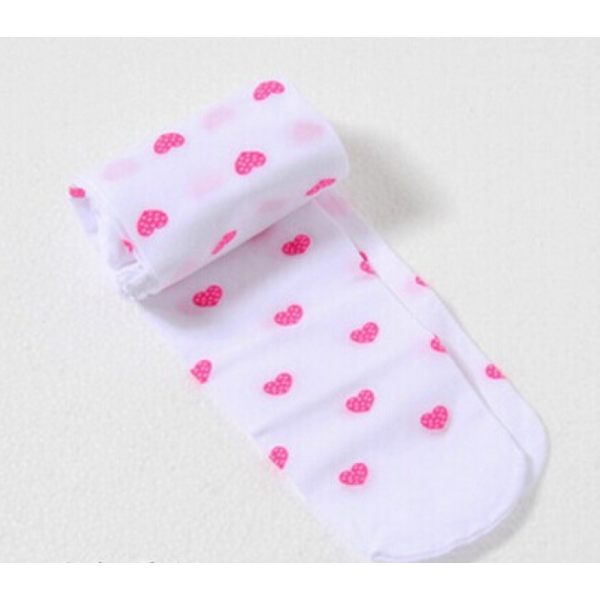 Колготки дитячі в сердечка, білі, 100 den, на зріст 105-130 см