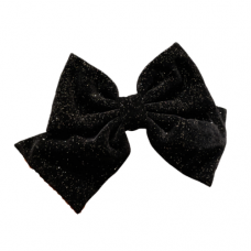 Бант-затискач з мерехтливими блискітками, чорний, 16 см