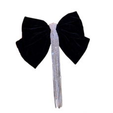 Шпилька - бант для волосся зі стразами, чорна, 22х16,5 см