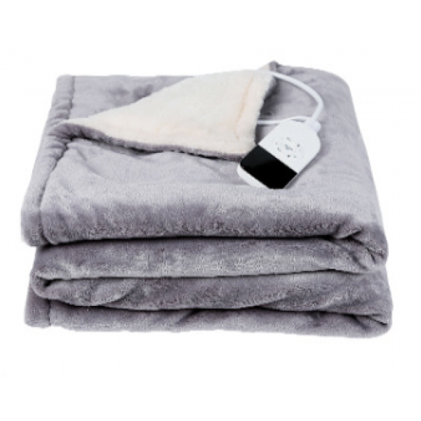 Ковдра з підігрівом, двостороння, з пультом управління, електрична ковдра 140*80 см, сіра