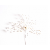 Шпилька для волосся з перлинами, "Tenderness", 13*11 см, срібло, 1 шт