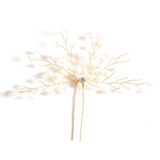 Шпилька для волосся з перлинами, "Tenderness", 13*11 см, золото, 1 шт