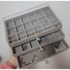 Органайзер для ювелірних прикрас, скринька з висувними шухлядками, 54 відсіки, 2 кольори, 24х13,5х11 см