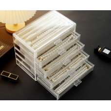 Органайзер для ювелірних прикрас, шкатулка для чокерів з 5 висувними ящиками, сірий, 24х14х18 см