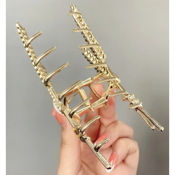 Затискач для волосся "Два Колоска", золото, 11.5х4.5 см