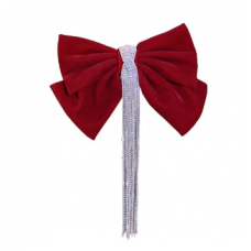 Шпилька - бант для волосся зі стразами, червона, 22х16,5 см