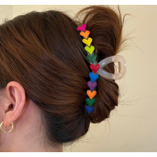Затискач для волосся "Rainbow Love", бежевий, 13 см