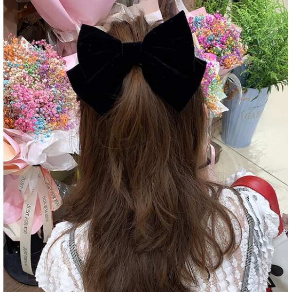Затискач - бант для волосся "Black", чорний, 10х16 см