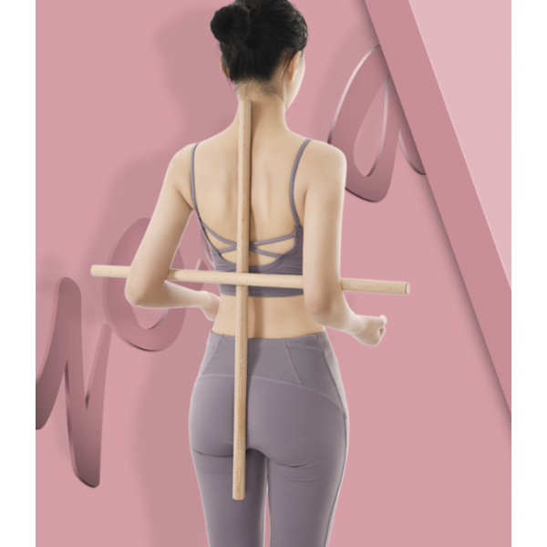 Тренажер для спини, перехресна палиця для йоги, Коректор постави, дерево, 80 см Тренажер для спини, перехресна палиця для йоги, Коректор постави, дерево, 80 см