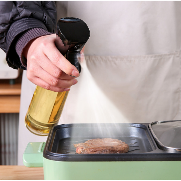 Розпилювач для олії, диспенсер для розпилення олії, оцту, води, 500 мл, пластик, чорний