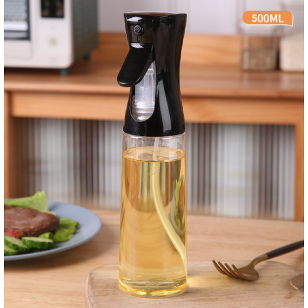 Розпилювач для олії, диспенсер для розпилення олії, оцту, води, 500 мл, пластик, чорний