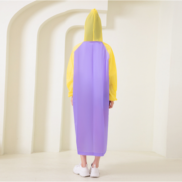 Дощовик жіночий, водонепроникний плащ, універсальний розмір, фіолетово-жовтий, 145×70 см