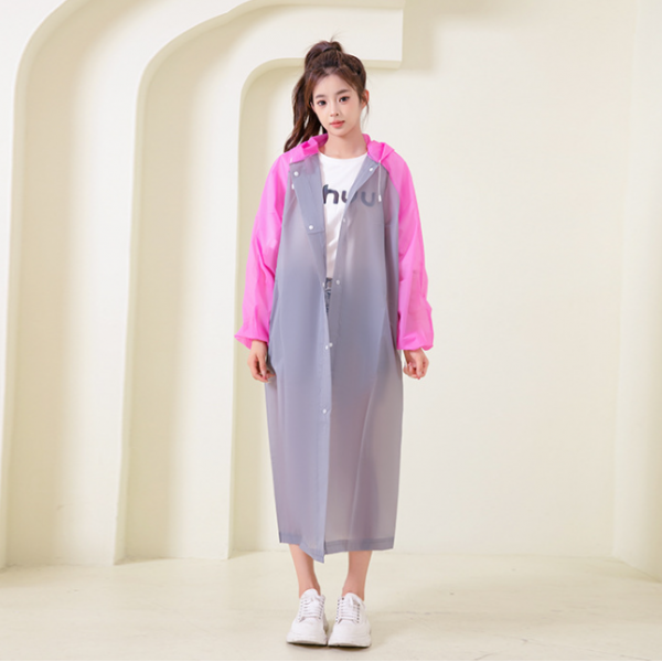 Дощовик жіночий, водонепроникний плащ, універсальний розмір, сіро-рожевий, 145×70 см