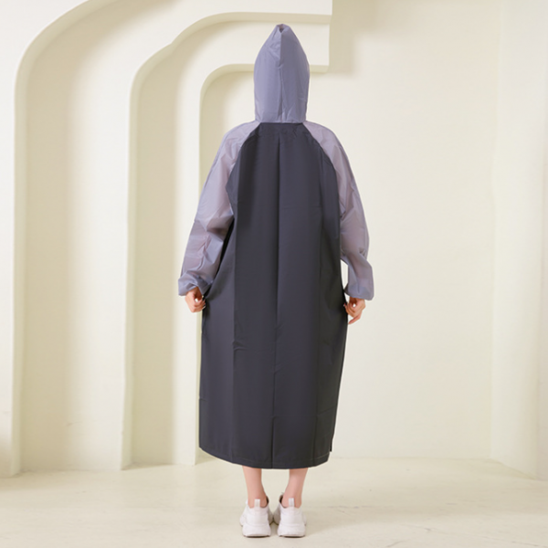 Дощовик жіночий, водонепроникний плащ, універсальний розмір, чорно-сірий, 145×70 см