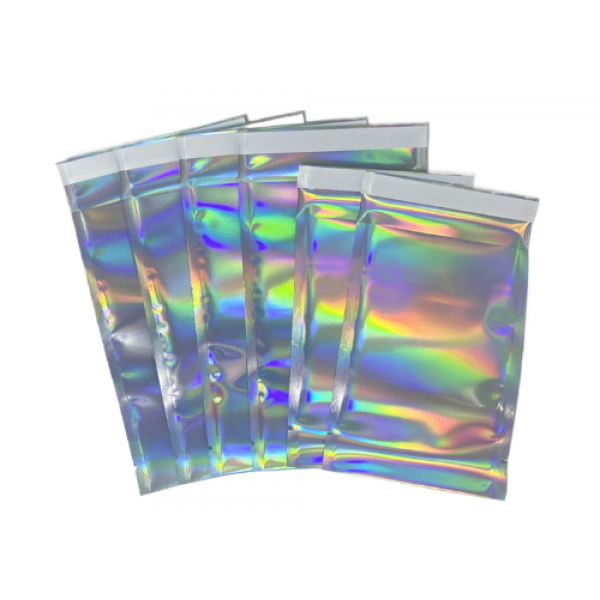 Пакет-саше для пакування, голографічний, з клейкою смужкою, 10*15 +4 см, 10 шт