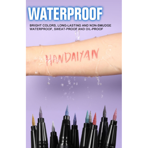 Подводка жидкая перламутровая для глаз Handaiyan Metallic Liquid Liner, водостойкая, разные цвета, 0,8 мл