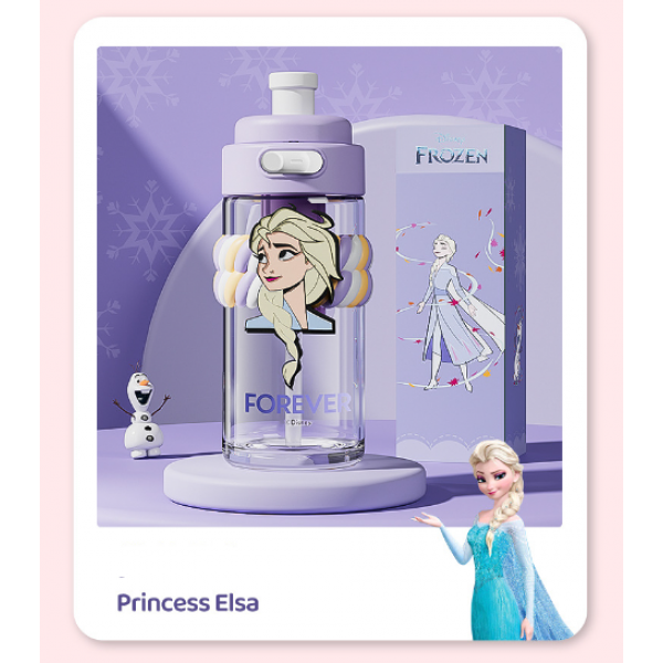Пляшка для води дитяча, Disney Princess Elsa, з трубочкою, 700 мл Пляшка для води дитяча, Disney Princess Elsa, з трубочкою, 700 мл