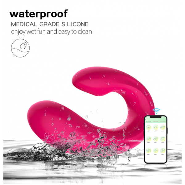 Вібратор жіночий подвійний, U-подібної форми, віброяйце, зі смарт управлінням, фіолетовий