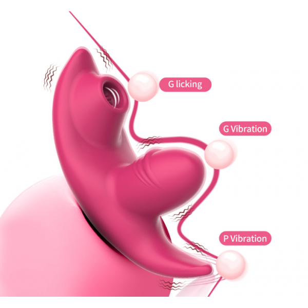 Вібратор жіночий вакуумний, зі смарт управлінням, з потрійним стимулюванням, рожевий Вібратор жіночий вакуумний, зі смарт управлінням, з потрійним стимулюванням, рожевий