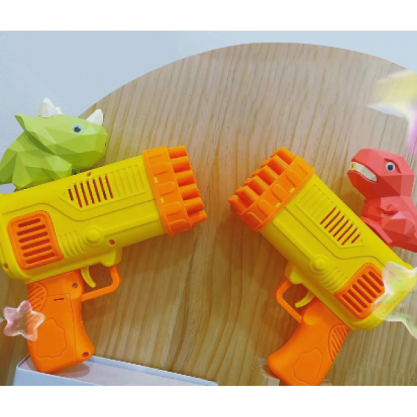 Пистолет пузырьковый Bubble Shooter Dinosaur, детский генератор мыльных пузырей, 32 отверстия, 2 цвета