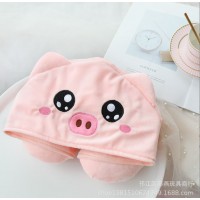 Подушка в дорогу з капюшоном рожева свинка, 1 шт