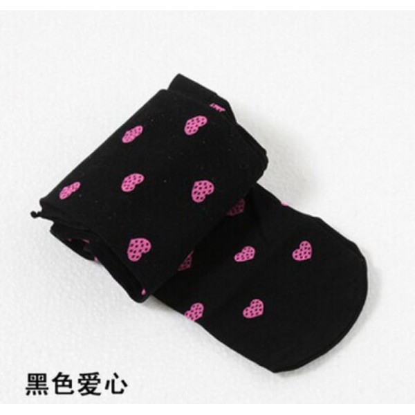 Колготки дитячі чорні з рожевими сердечками, 1 пара, 100 Den