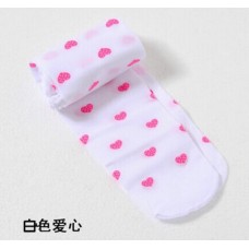 Колготки дитячі білі з рожевими сердечками, 1 пара, 100 Den, 105-130 см