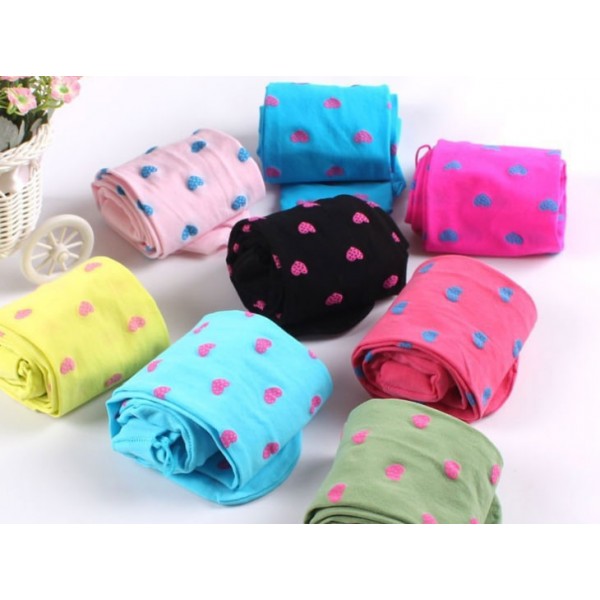 Колготки дитячі білі з рожевими сердечками, 1 пара, 100 Den, 105-130 см