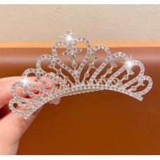 Діадема для волосся зі стразами та камінням "Crown king", срібло