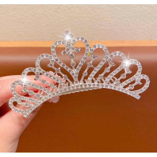 Діадема для волосся зі стразами та камінням "Crown king", срібло