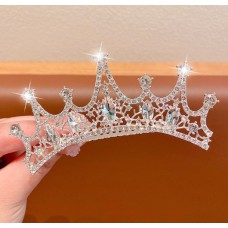 Діадема для волосся зі стразами та камінням "Crown love", срібло