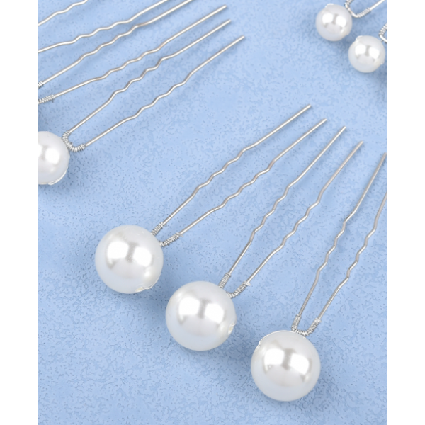 Шпильки для волосся з перлинами, різного розміру, «Pearls», набір 18 шт, золото