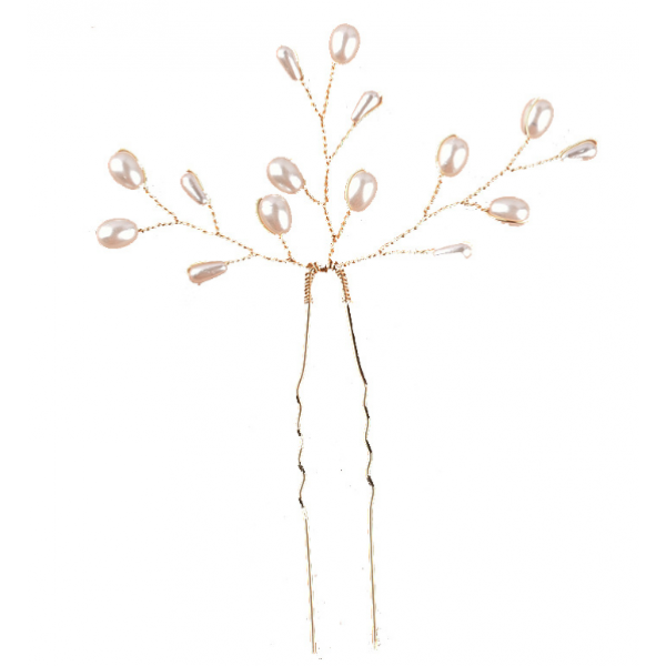 Шпилька для волосся "Different", з перлинами, два кольори, 7х11 см Шпилька для волосся "Different", з перлинами, два кольори, 7х11 см