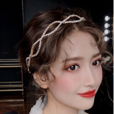 Обруч - стрічка для волосся зі стразами "Beauty", срібло