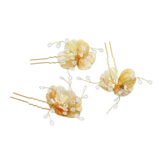 Набір шпильок для волосся у формі квітки, золото, 1уп (3 шт)