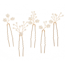 Набір шпильок для волосся з перлами, золото, 1уп (5 шт)