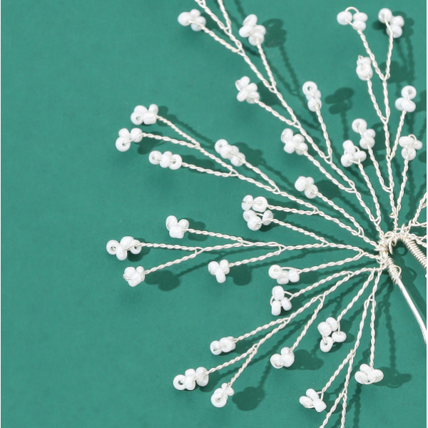 Шпилька для волосся з перлами "White Flower", срібло