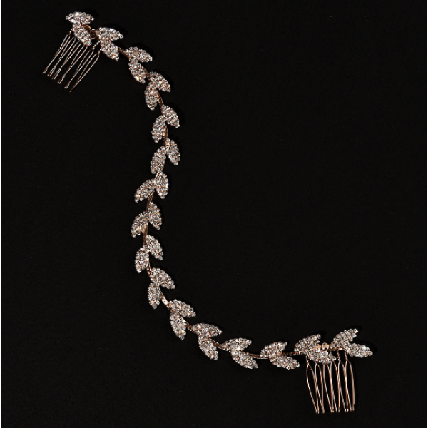 Шпилька - гребінець для волосся зі стразами, золото, 30 см