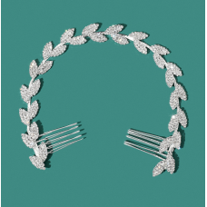 Шпилька - гребінець для волосся зі стразами, срібло, 30 см